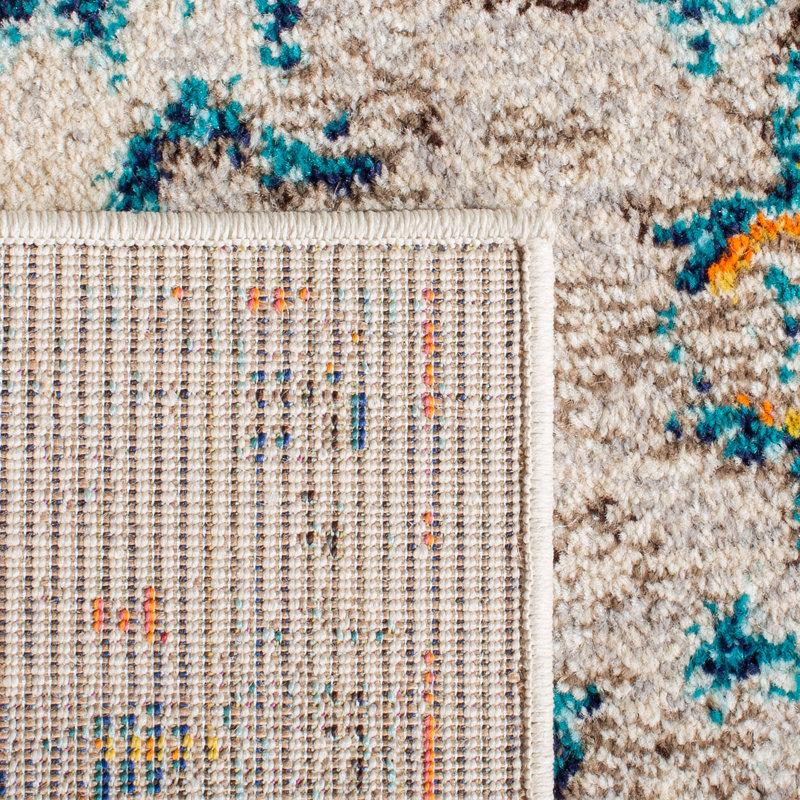 Tapis à motif oriental crème / bleu Felty, Rectangle 6 pi x 9 pi