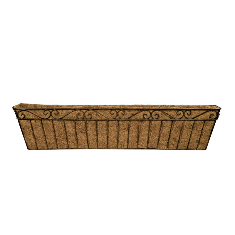 Macintyre Handmade Metal Railing Planter, 9" H x 43" W x 8" D, Brown/Black