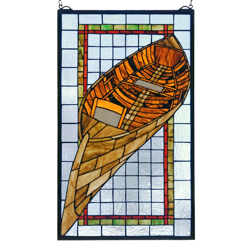 Lodge Tiffany Guideboat Stained Glass Window