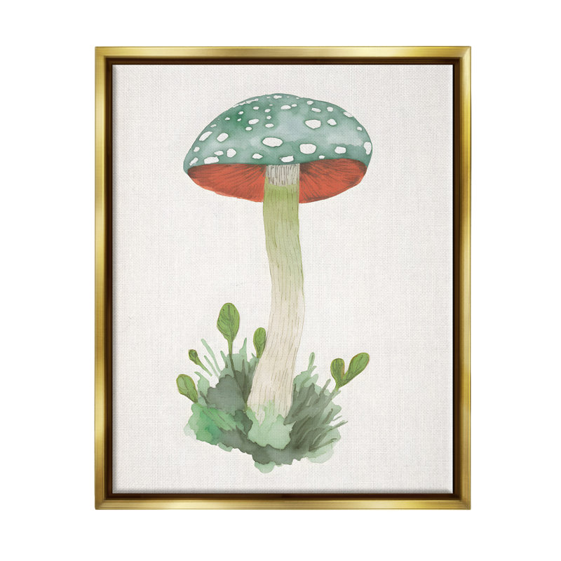 Bb-062-Floater Spotted Aquarelle Champignon, reproduction sur toile, Cadre flottant métallique doré