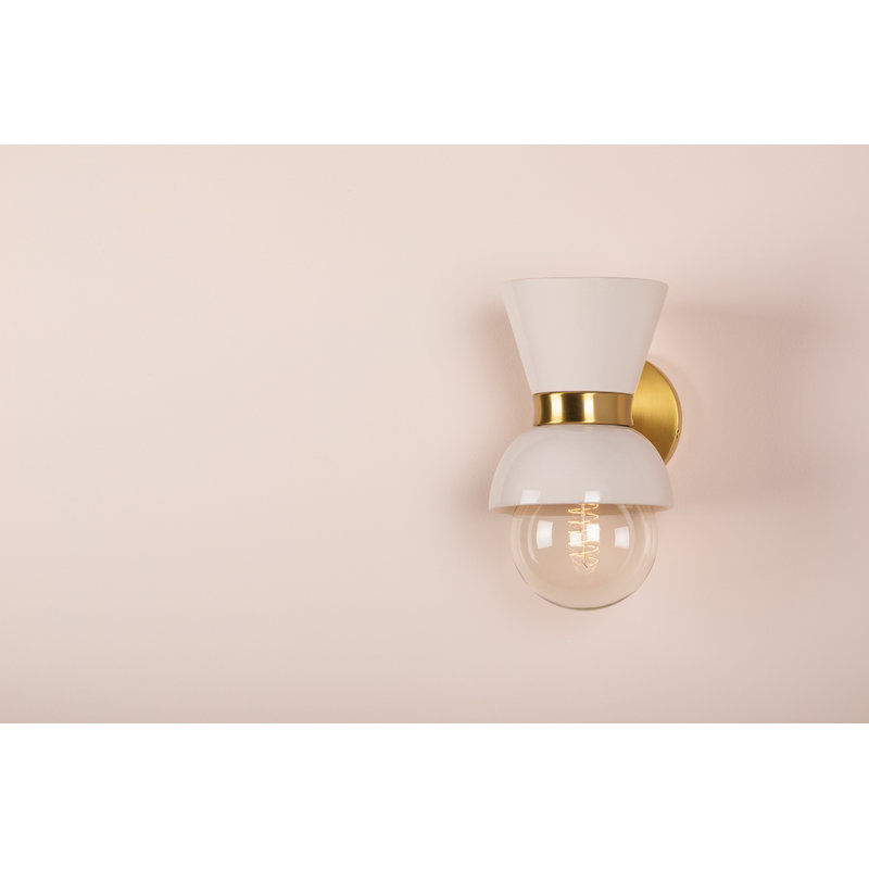 Steel Armed Sconce, Aged Brass/Gloss Cream