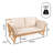 Hartley Coastal 66.5" Light Teak Eucalyptus Wood Convertible Outdoor Sofa Daybed with Foldable Arms & Beige Cushions for Patio and Backyard