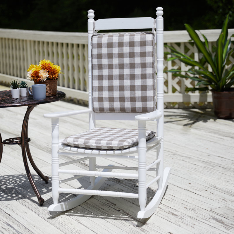Coastal Outdoor 2'' Rocking Chair Seat / Back Cushion, Check Taupe