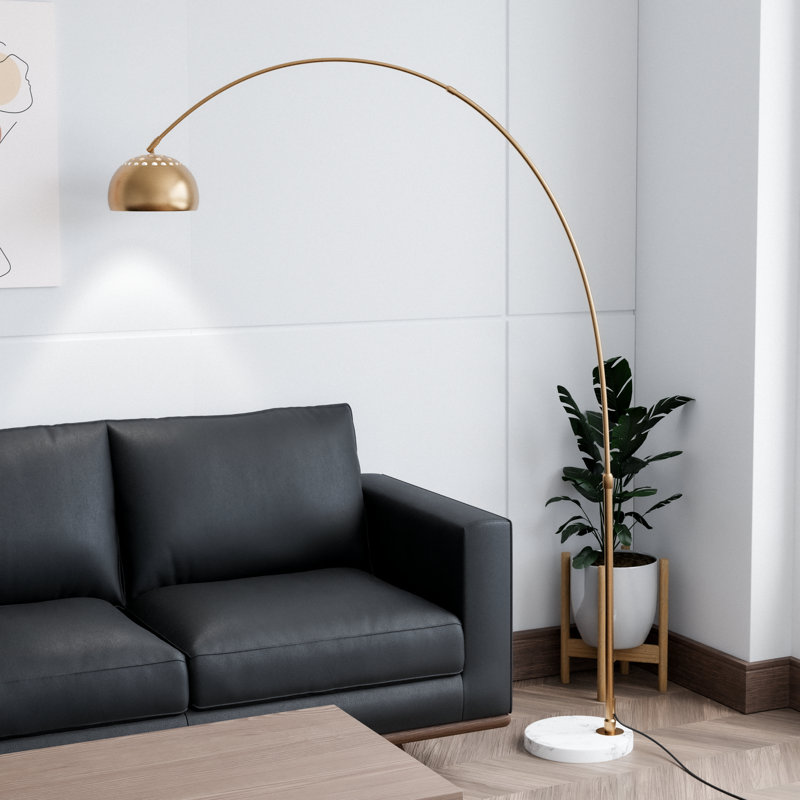 Dillander 75.6'' White Arched Floor Lamp, Gold