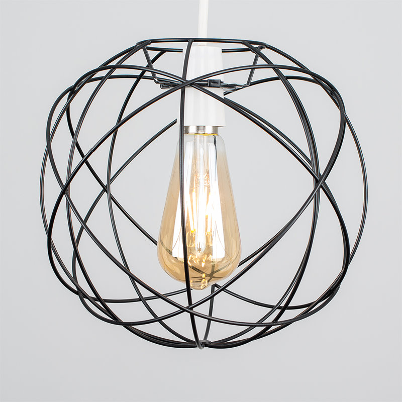 Rutherford 24.5cm H Metal Round Pendant Shade ( Clip On ), Yes, Black