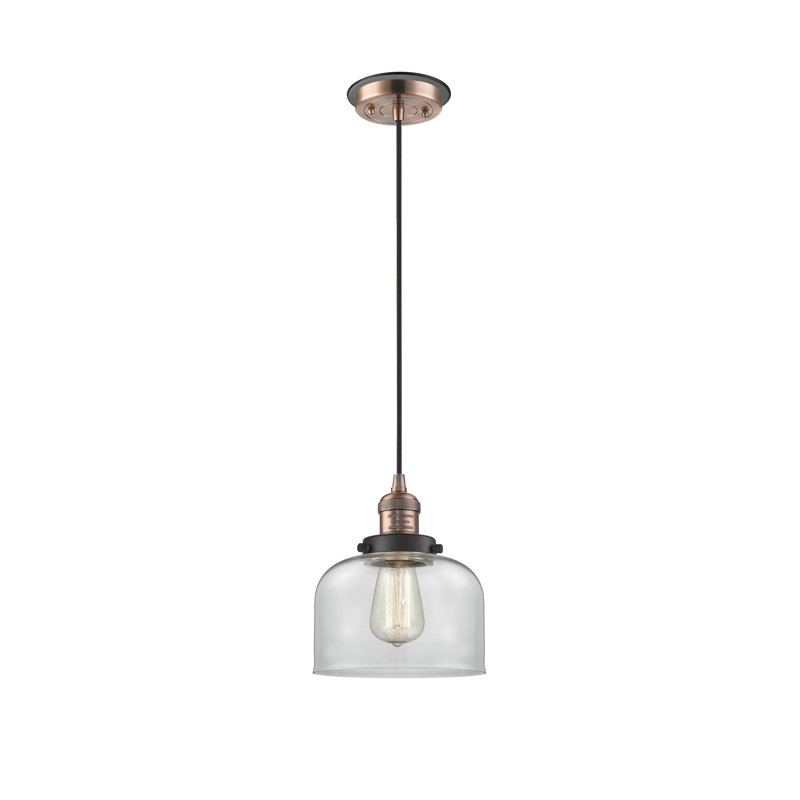 Bissonnette 1 - Light Single Pendant, Antique Copper with Matte Black accents, Clear