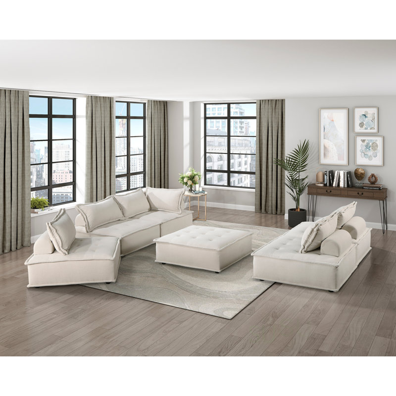 Fauteuil d'appoint capitonné beige