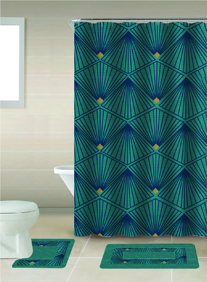 East Urban Home BT674-16PC F28 TEAL 16PC PRINTED BATH SET | Wayfair