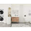 Meuble-lavabo moderne de 36 po avec 2 tiroirs, lavabo en résine blanche et charnières à fermeture en douceur - créez un lavabo autoportant élégant, imitant la couleur chêne pour rehausser votre décor-229015823