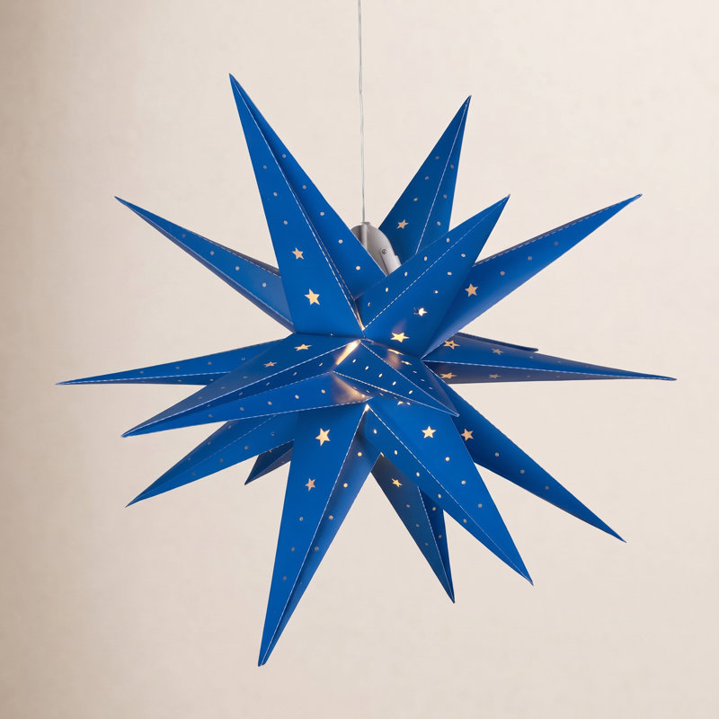 Lanterne à DEL pliable Moravian Star, Bleu, H 24 po x l 24 po x P 24 po