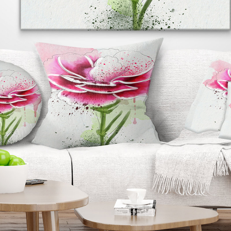 Coussin floral à main, 16 po x 1 po, Coussin décoratif