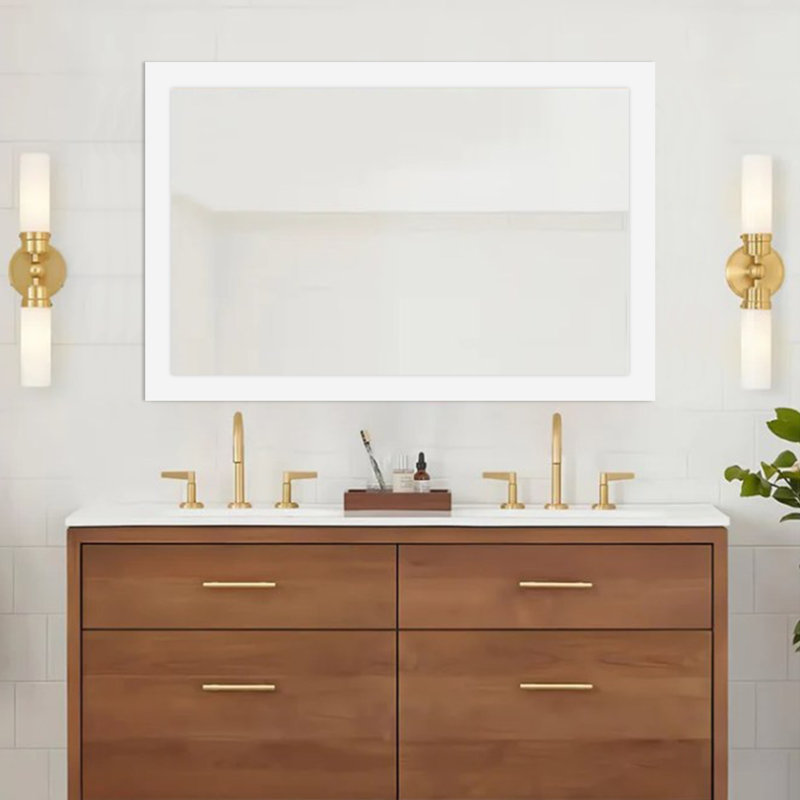 Wooden Frame Flat Mirror, 54" x 36", White