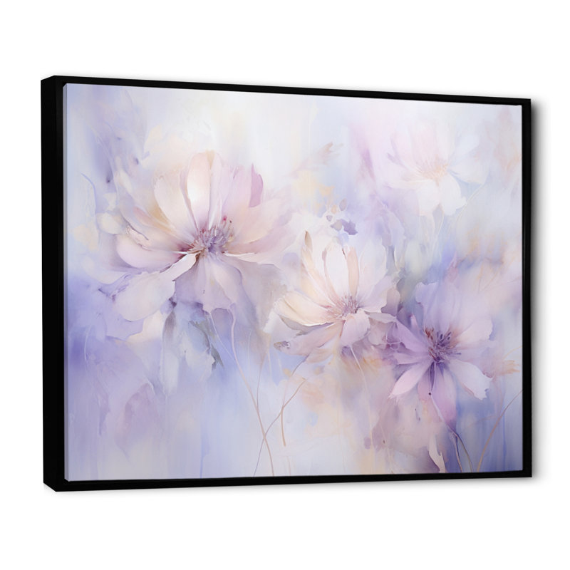 «Mauve Botanical Whispers II - Abstract Botanicals», art mural sur toile, L 40 po x H 30 po, Cadre flottant noir