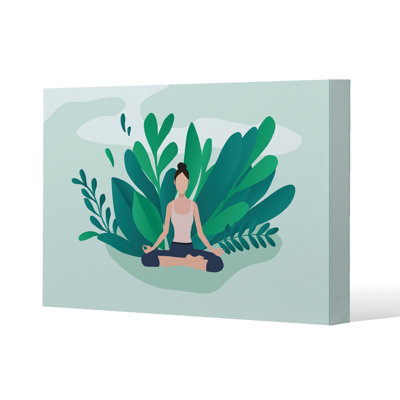 Woman Meditating Slim Style Canvas Print, 15mm Slim Real wood.