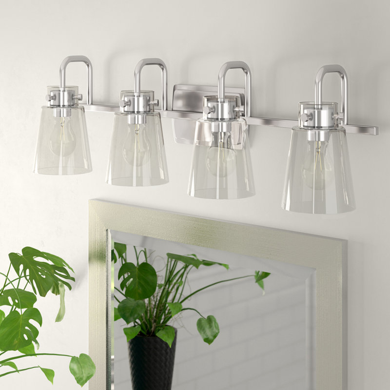 Éclairage pour salle de bain à intensité variable 4 lumières Georgetown, Nickel brossé