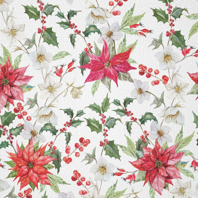 Stoff als Meterware, Poinsettia Rowan, Aquarell, Vermilion Grün Magenta