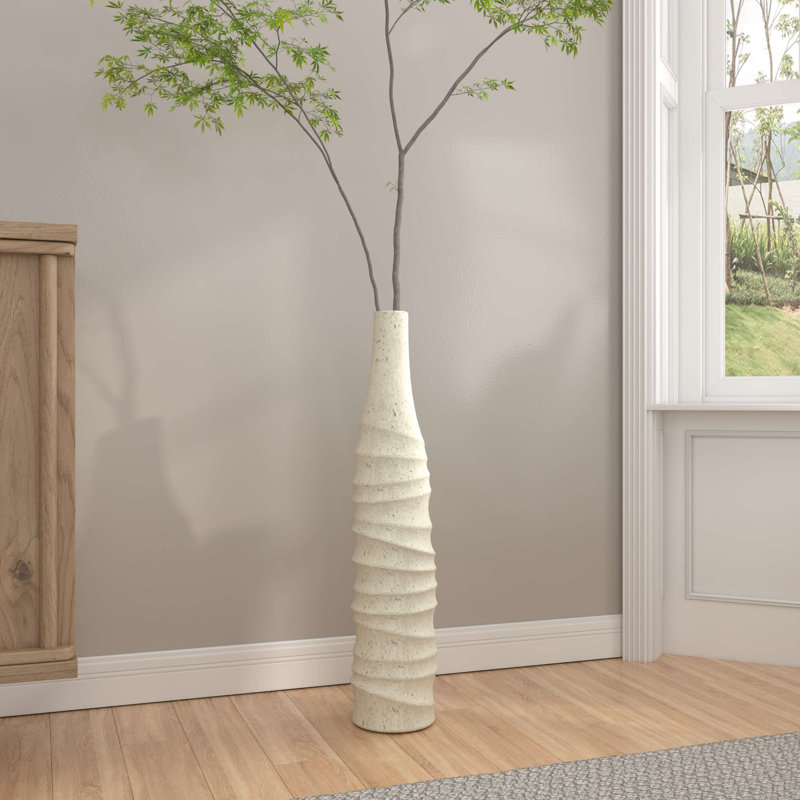 Aaris Ceramic / Porcelain Jar, 24" H x 5" W x 5" D, Cream