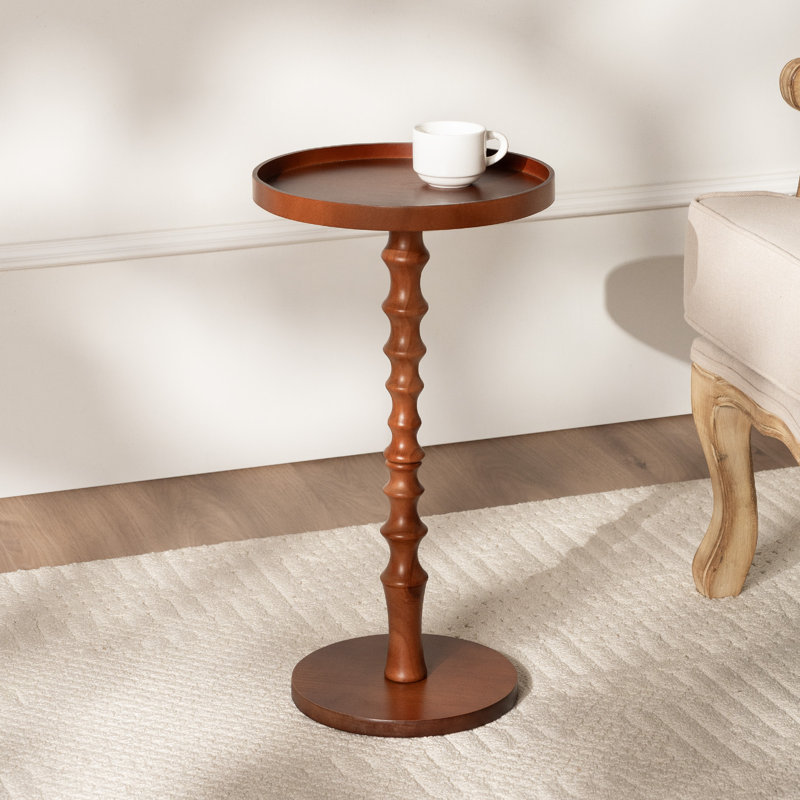 Tray Top Pedestal End Table, Brown