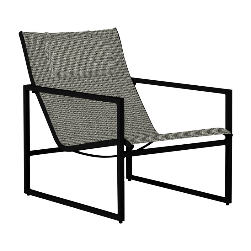 Serenata Sling Easy Lounge Chair, No Welt, Intermix Bark, Midnight/Black Sling