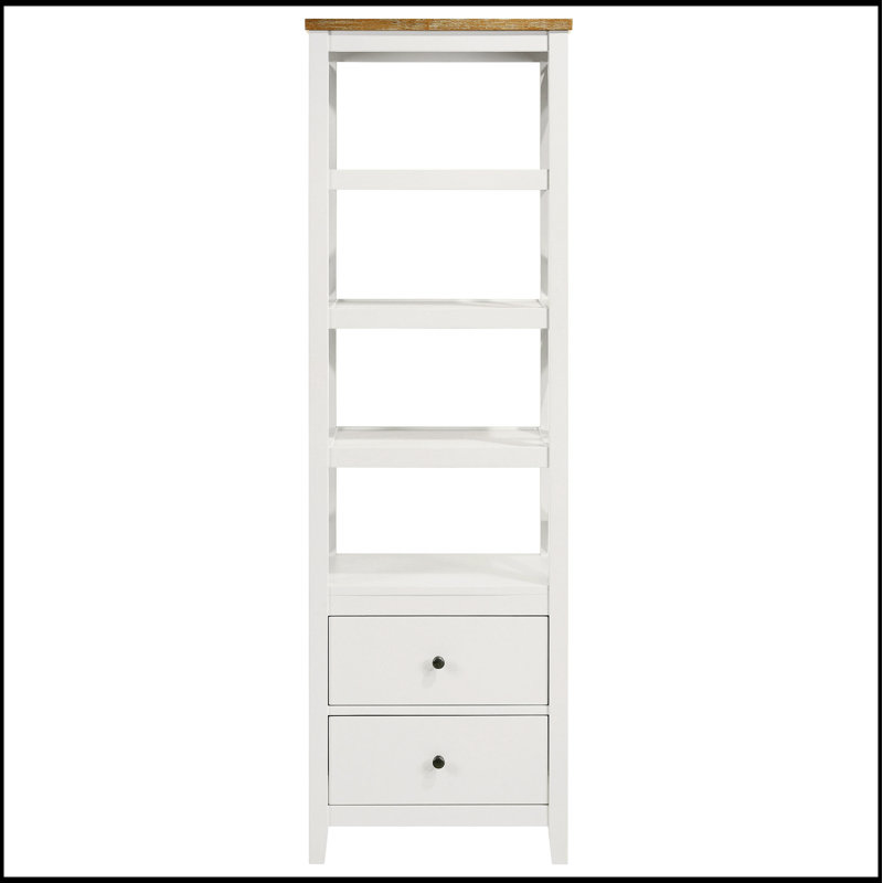 Bibliothèque Delaney brune et blanche à 4 tablettes, solution de rangement élégante et robuste pour les maisons modernes