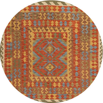 Tapis de zone orange/brun/bleu contemporaine Wenee