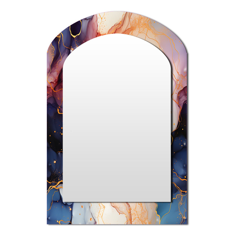 Rouge et bleu Celestial Radiance Marble Bliss - miroir mural unique en marbre, 43 po x 33 po