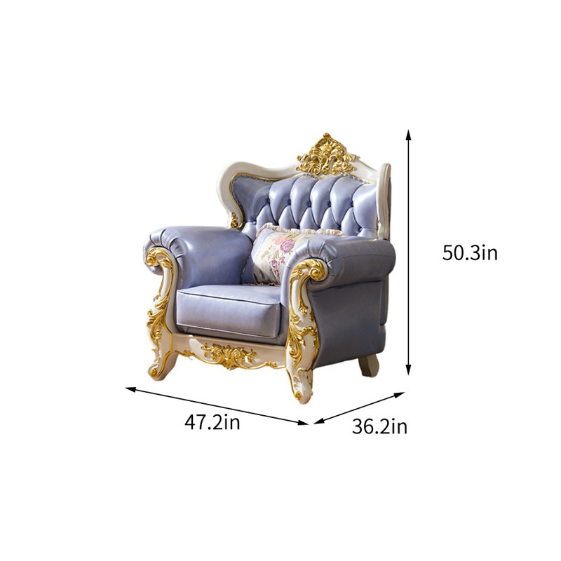 Fauteuil en cuir véritable touffeté de 47,2 po de largeur Tseri