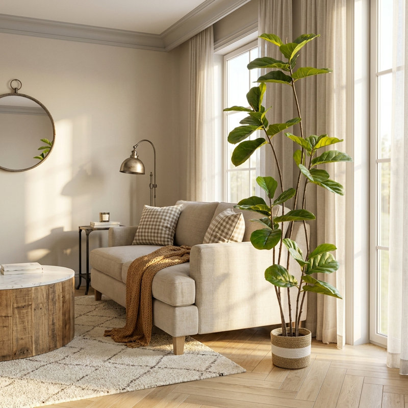 Figuier figuier de 71 po, feuilles vertes luxuriantes denses, ficus lyrata artificiel réaliste en pot, plante d'intérieur sans entretien pour la décoration de salon de bureau à domicile
