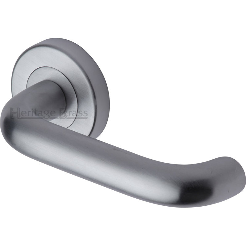 Heritage Brass Heritage Door Handle Lever Latch on Round Rose Harmony Design, Satin Chrome