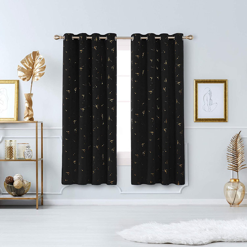 Bertie Room Darkening Thermal Curtains, Width 168 x Drop 183 cm, Black