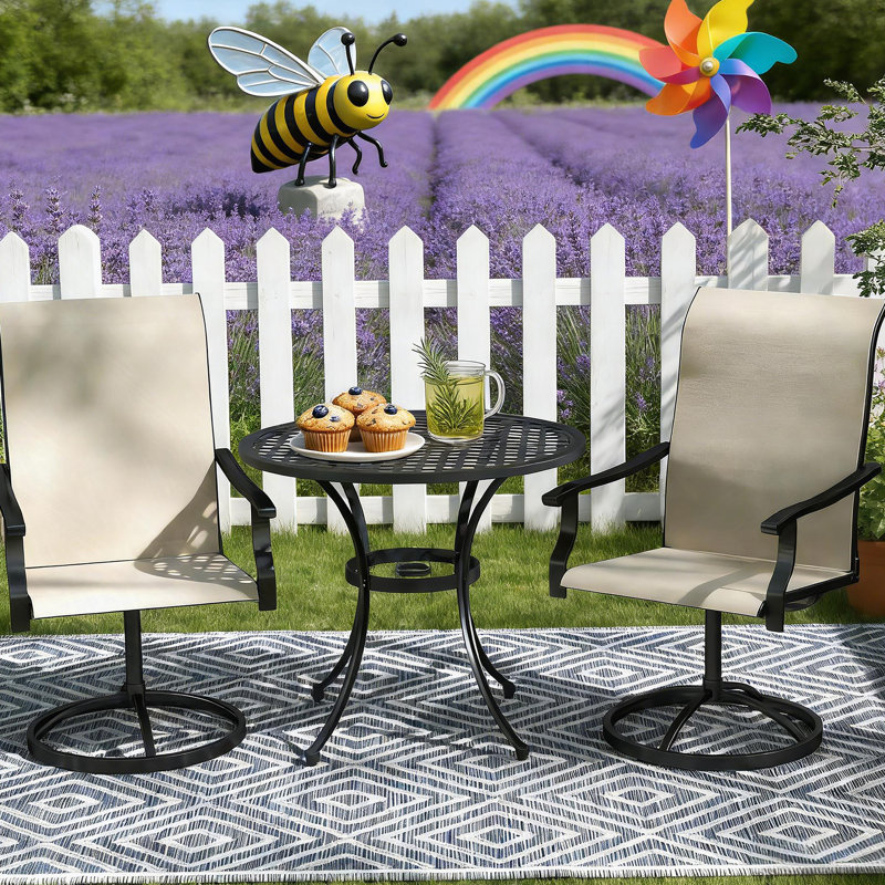 Ensemble de 2 chaises d'extérieur, chaises pivotantes, Beige