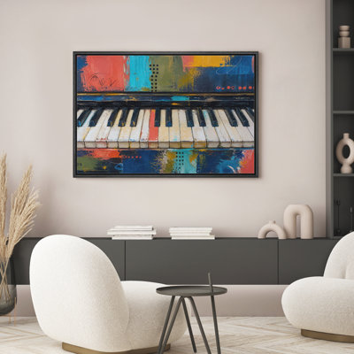 Colorful Vintage Piano Keys Music Studio Decor Framed Canvas Master Bedroom Wall Art Work Print