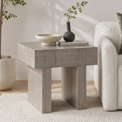 1pc Contemporary Style Brown Gray End Table Rectangular Table Top Wooden Living Room Furniture