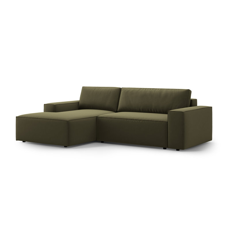 Alisbha 3 Seater Sofa Bed, Green, Velvet, Left-Hand Facing