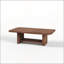Table basse Mid-Century moderne en éventail avec tablette de rangement inférieure, finition grain de bois de noyer, assemblage facile pour les grands espaces