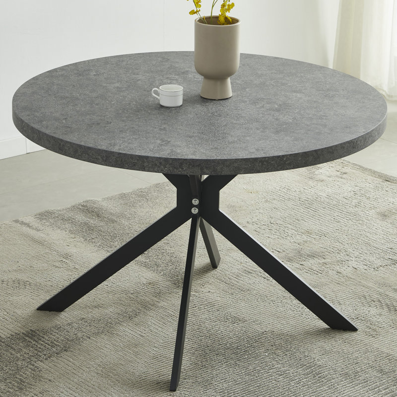 5-Piece 47.2" Round Dining Table And 4 Upholstered Dining Chairs For Kitchen, Dining Room, Living Room