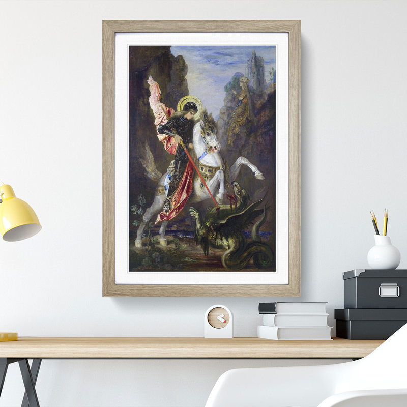 St George and the Dragon by Gustave Moreau - Picture Frame Painting, Oak, 36cm H x 27cm W x 2cm D