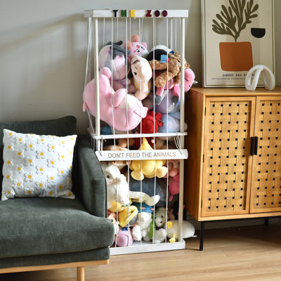Stuffed Animal Zoo Storage Cage, Large Wooden Jail Organizer, Creative Toy Zoo Storage For Plushies And Squishmallows, Durable Corner Tower Holder Dis by August Grove