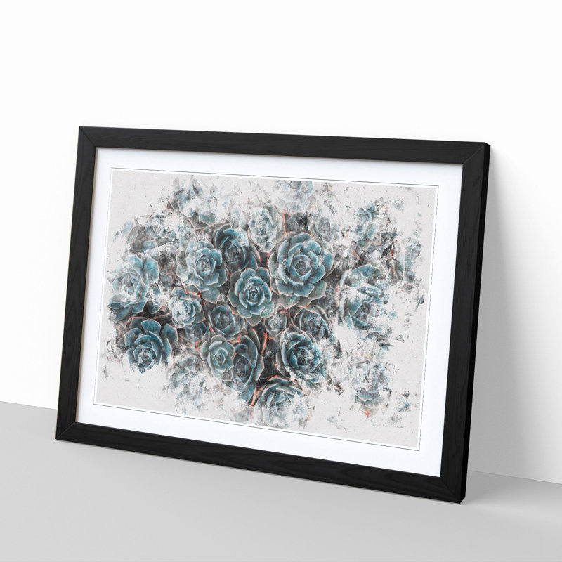 Succulent Plants Watercolour - Picture Frame Graphic Art Print, Black Framed, 36cm H x 48cm W x 2cm D