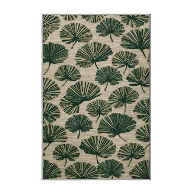 Tapis gris botanique lavable à la machine