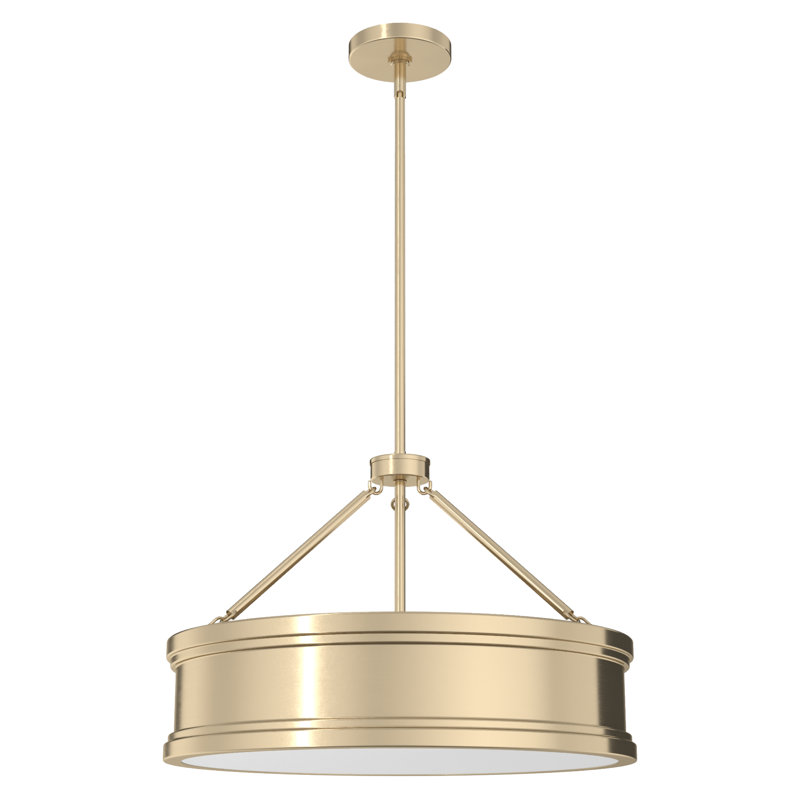 Capshaw 21" Alturas Gold Drum Pendant with Painted Cased White Glass