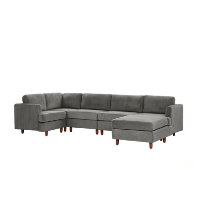 Modern Modular Sectional Couch, 6 Seaters Sleeper Sofa With Corduroy Upholstery And Free Combination Design, Sectional