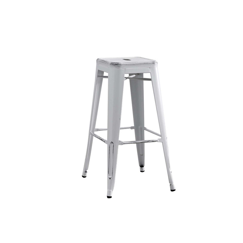 Backless Modern Lightweight Industrial Metal Bar Stools With 4 Leg Design, Set Of 2, 30/