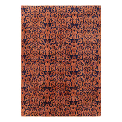 Vintage Zeki Müren Rug, Rust And Navy Blue All Over Patterns - Rug & Kilim