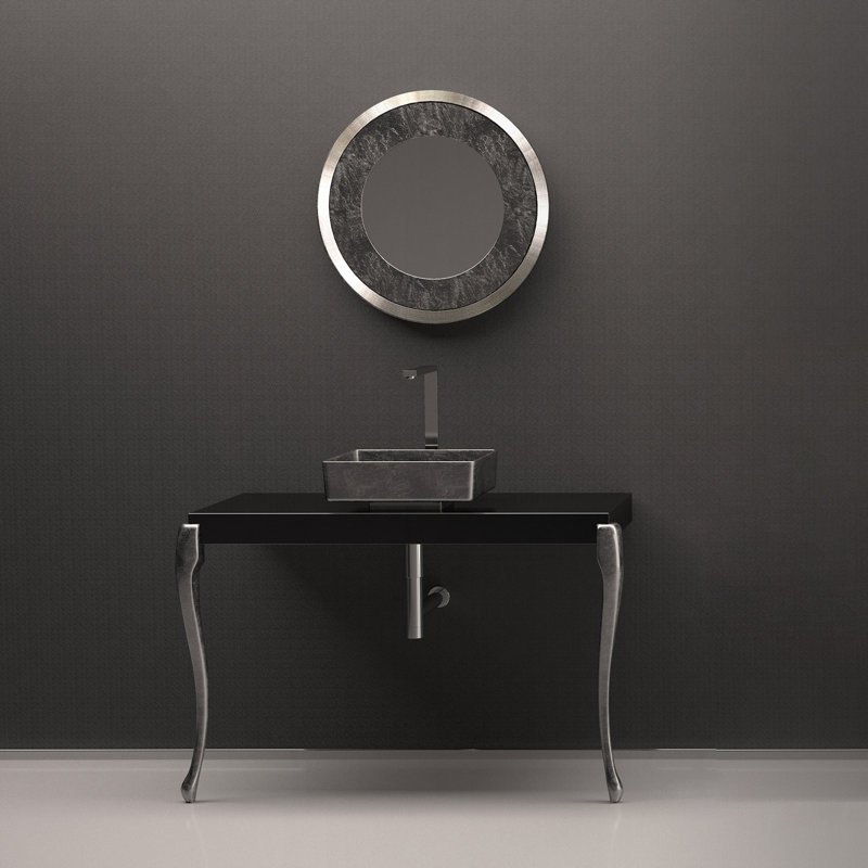 Lavabo de salle de bain console Musa, Noir / argent
