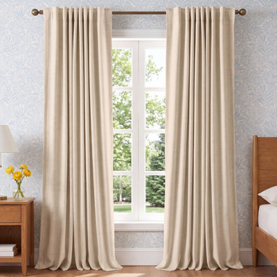 Graciella Faux Linen Blackout Curtain Set