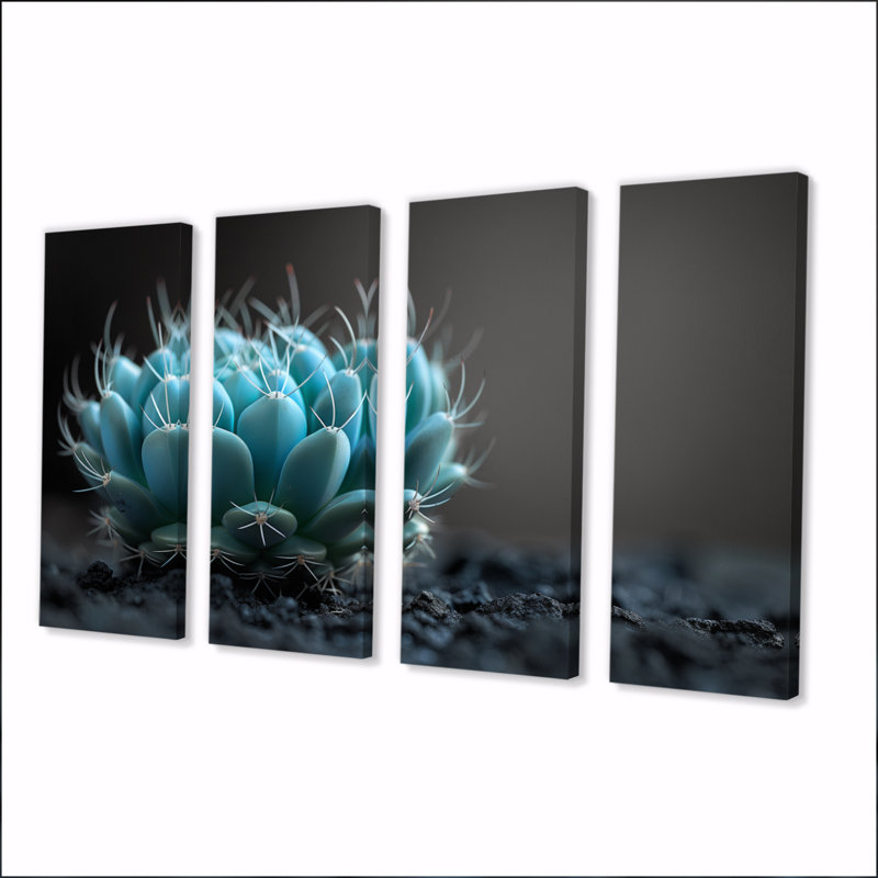 «Green», gris, monochrome, fleur de désert, cactus, H 28 po x l 48 po