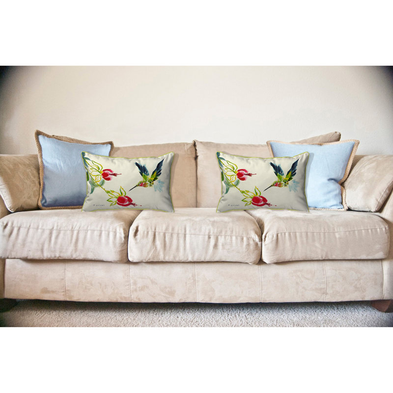 Hummingbird Outdoor Reversible Throw Pillow, Large