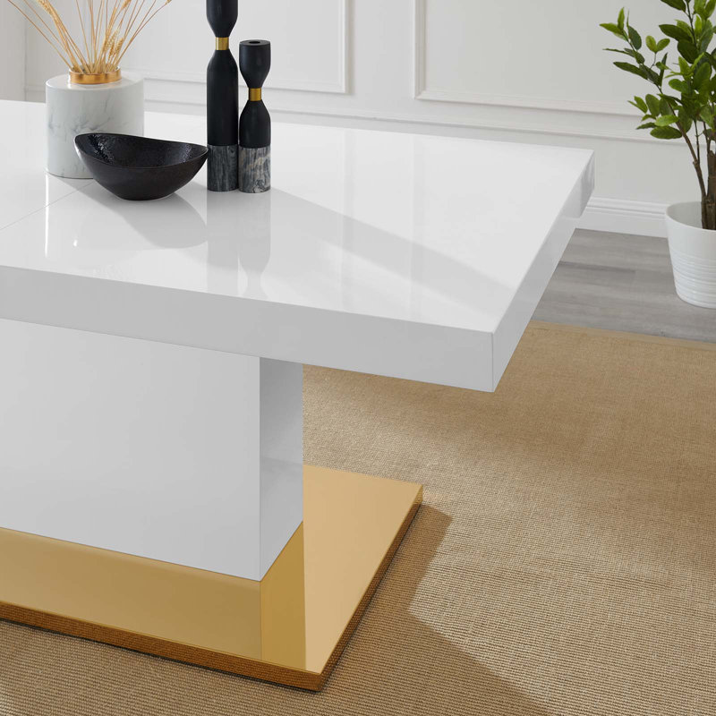 Vector Expandable Dining Table, White/Gold, White