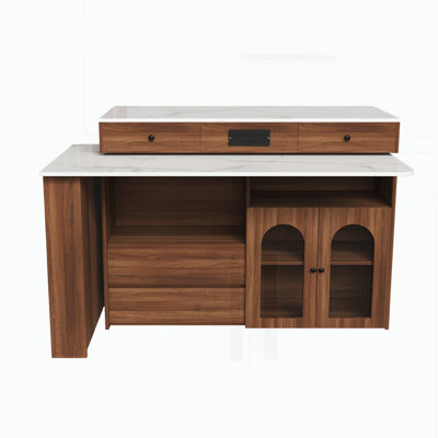 Kitchen Island with Extendable & Rotating Table